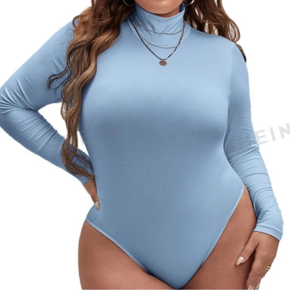 High Neck Bodysuit in Powder Blue